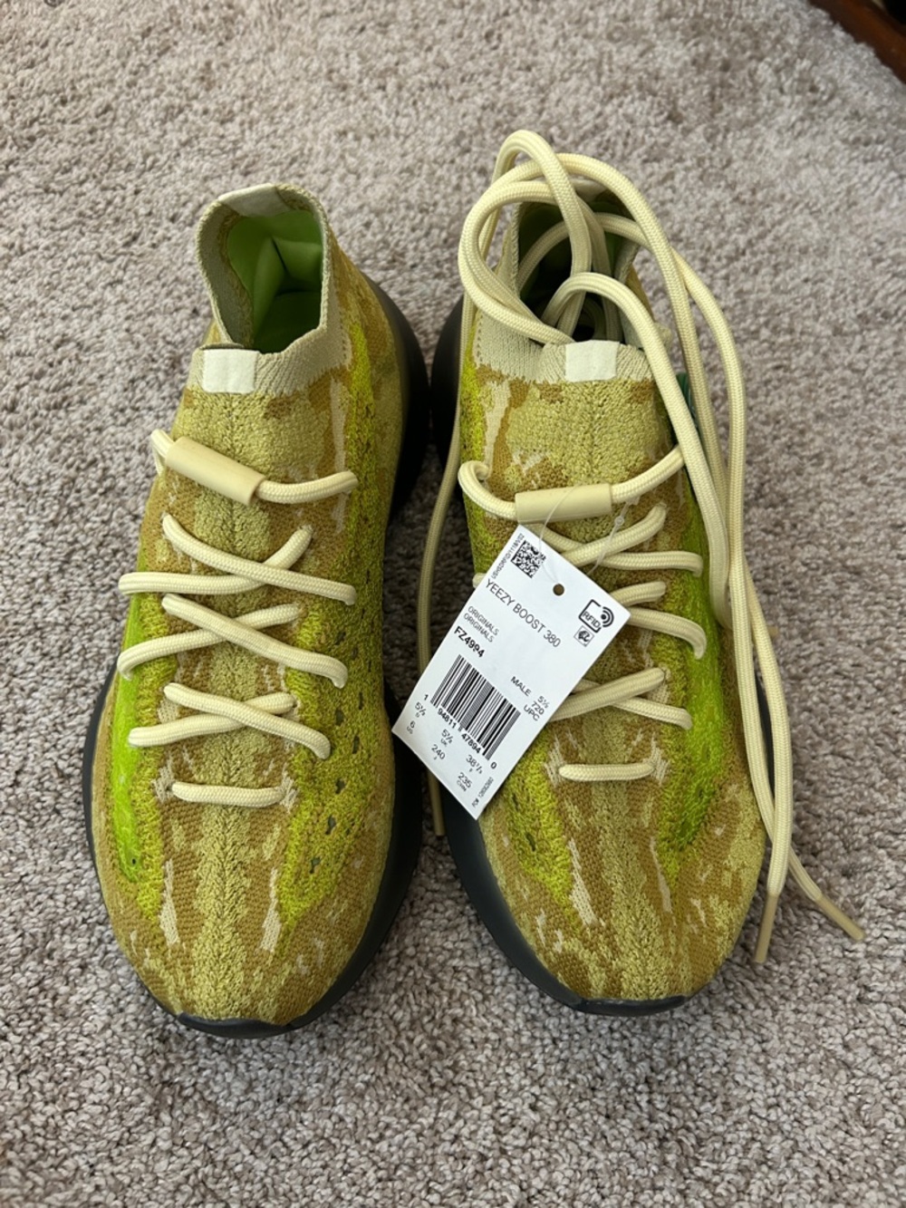 Yeezy Boost 380 Olive Yellow/Neon Knit Sneakers